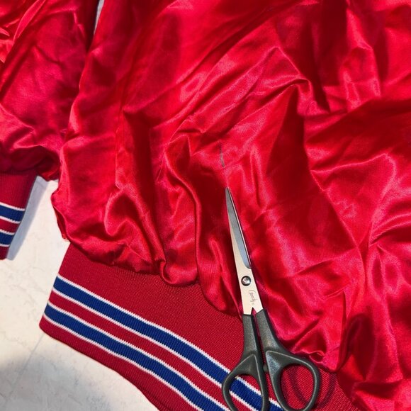 Vintage Nabisco Ritz Crackers Jukebox Red Satin Bomber Jacket Size M 3 Strikes - Picture 9 of 10